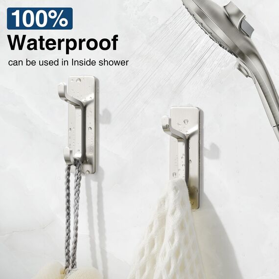 pickpiff Klebehaken Ultra Stark, Hält Bis Zu 6kg, Metall Türhaken Handtuchhaken Nichtrostend, Selbstklebende Haken Silber, Duschhaken Ohne Bohren