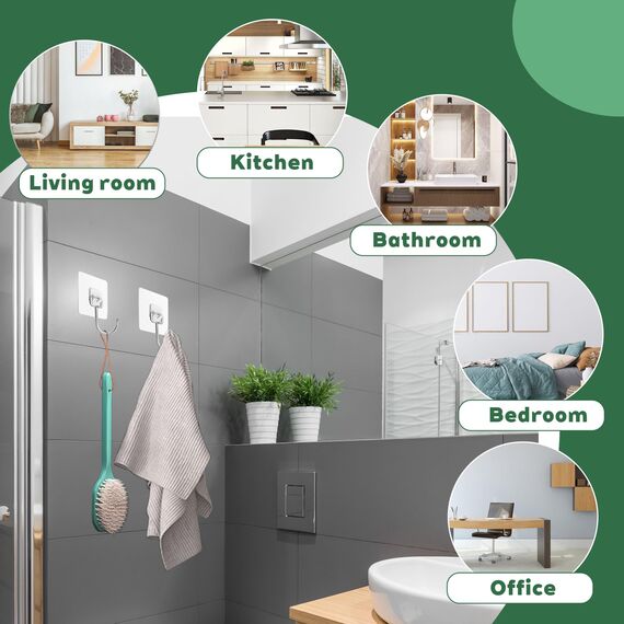 Klebehaken Extra Stark Gross - 10 Stück Selbstklebend Haken Transparent (Max 15kg) - Nahtloser Klebe Haken Wasserdicht und Ölfest Mehrzweck Klebehaken Transparent - Klebe haken Decke für Küche Bad