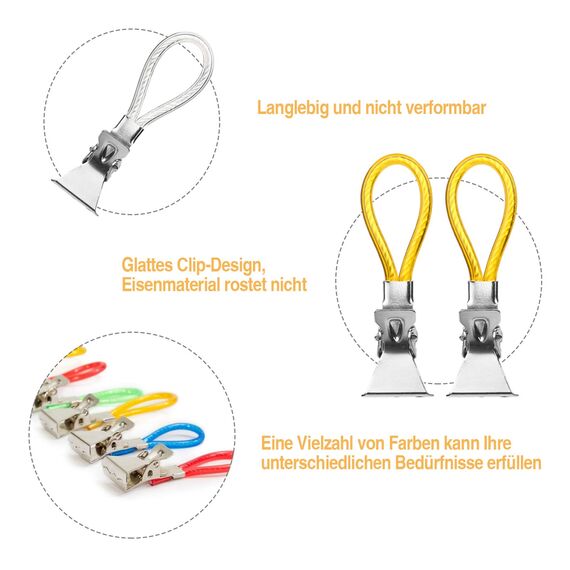 DONQL 15 Stück Handtuchklammer Haken Bunte Ersatz-Ösen für Küche und Geschirrtücher Set Handtuchclip Bad und Küche 5 Farben