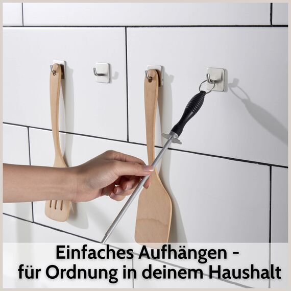 DEKAZIA® 8Klebehaken Edelstahl | Wandhaken selbstklebend extra stark, Bad, Handtuchhaken, Küchenhaken, ohne Bohren, Handtuchhalter