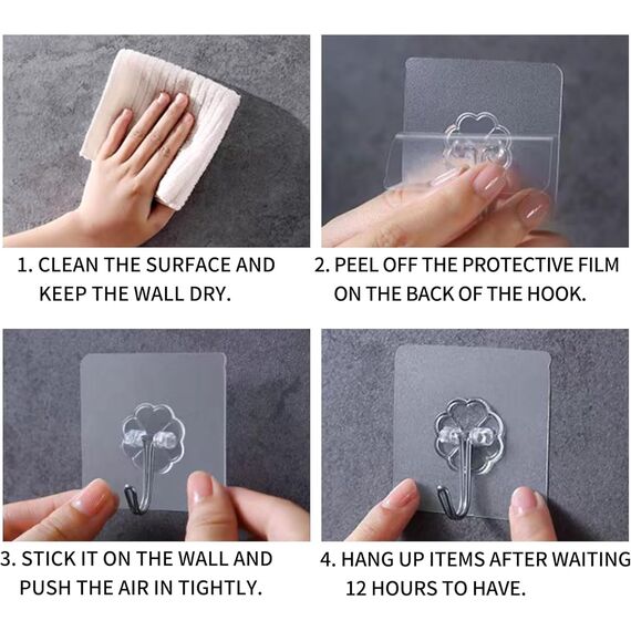 Rhimooay 25 Stück Haken Selbstklebend, Klebehaken Extra Stark Haken ohne Bohren, Wandhaken Selbstklebend, Klebehaken Transparent für Küche Badezimmer Wand & Decke Aufhänger, Max 10kg