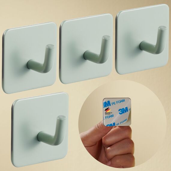 DEKAZIA® 4 Kleiderhaken Kinder grün – Garderobenhaken Kindergarderobe Wandhaken Kinderzimmer – Klebehaken selbstklebend Haken Garderobe Kinderhaken Wand