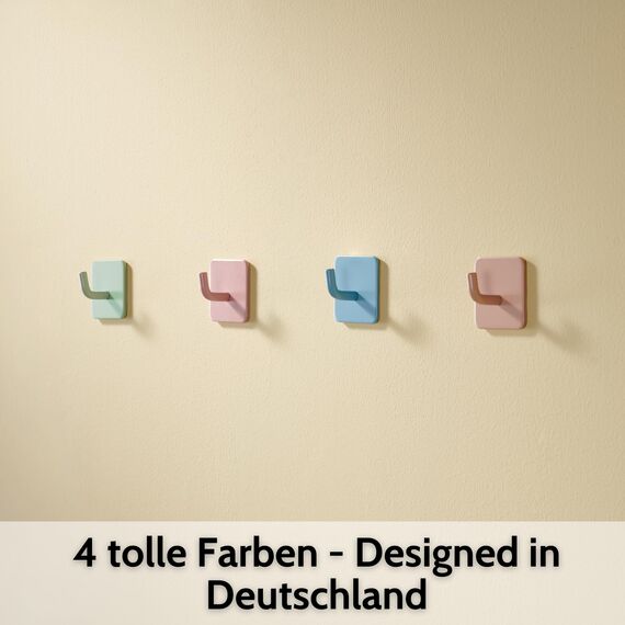 DEKAZIA® 4 Kleiderhaken Kinder grün – Garderobenhaken Kindergarderobe Wandhaken Kinderzimmer – Klebehaken selbstklebend Haken Garderobe Kinderhaken Wand
