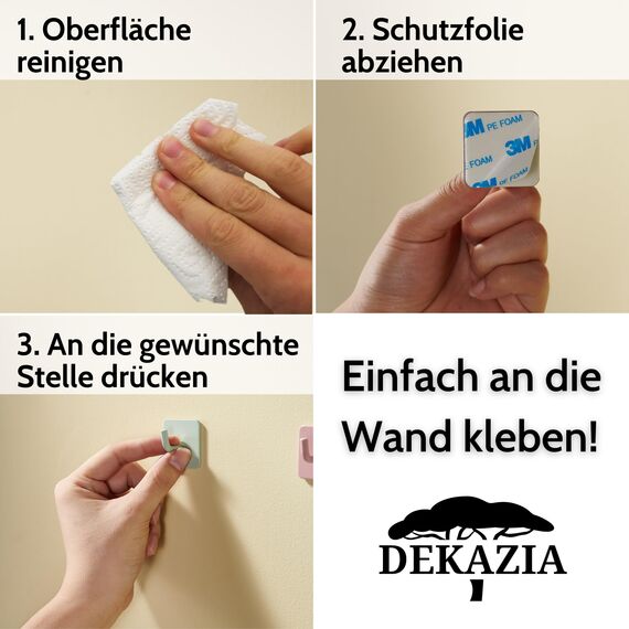 DEKAZIA® 4 Kleiderhaken Kinder grün – Garderobenhaken Kindergarderobe Wandhaken Kinderzimmer – Klebehaken selbstklebend Haken Garderobe Kinderhaken Wand