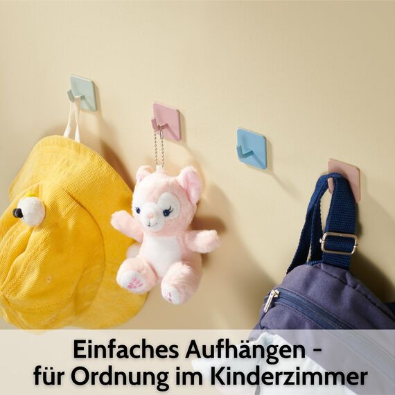 DEKAZIA® 8 Kleiderhaken Kinder bunt – Garderobenhaken Kindergarderobe Haken Kindergarderobe Wandhaken Kinder Kinderzimmer – Klebehaken Haken Garderobe Kinderhaken Wand