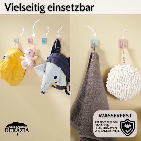 DEKAZIA® 4 Kleiderhaken Kinder grün – Garderobenhaken Kindergarderobe Wandhaken Kinderzimmer – Klebehaken selbstklebend Haken Garderobe Kinderhaken Wand