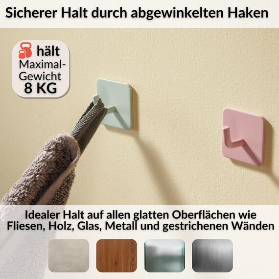 DEKAZIA® 4 Kleiderhaken Kinder grün – Garderobenhaken Kindergarderobe Wandhaken Kinderzimmer – Klebehaken selbstklebend Haken Garderobe Kinderhaken Wand