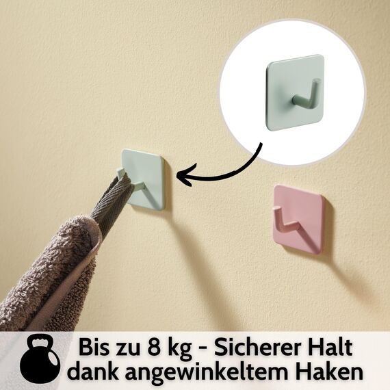 DEKAZIA® 8Haken rosa | Kinderkleiderhaken für Garderobe und Kinderzimmer