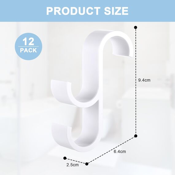 Fentar 12stk Haken für Handtuchheizkörper, Haken Heizung Badheizkörper, Rundheizkörper Handtuchhalter Heizungshaken für Handtücher, Heizkörperhaken für alle Standard Heizkörper (Doppelhaken Design)