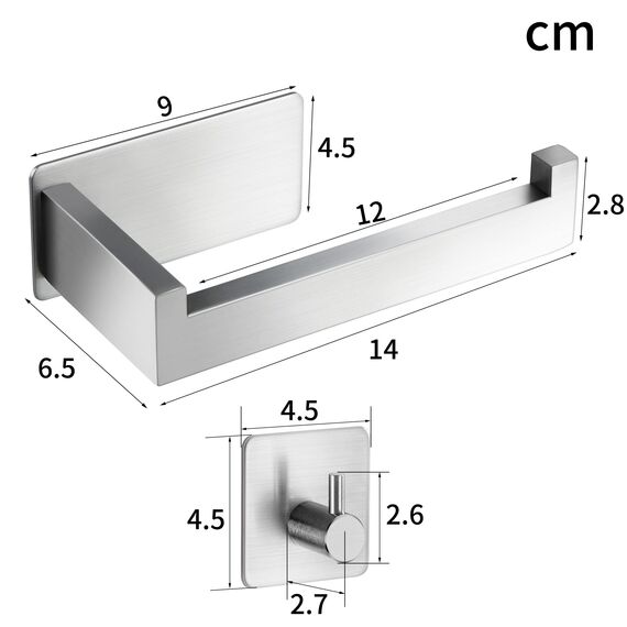 YIGII Toilettenpapierhalter Ohne Bohren Klopapierhalter Edelstahl Gebürstet Wc Rollenhalter Selbstklebend Klorollenhalter und 2 Stück Klebehaken für Bad und Küche