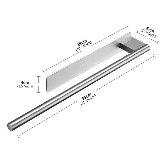 Dvocel Handtuchhalter ohne Bohren Handtuchstange zum Kleben 304 Edelstahl Silber Gebürstet Einarmig selbstklebend Wand Montierter Handtuchhalter für Badezimmer und Küche