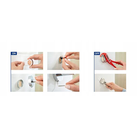 tesa MOON BLACK Bademantelhaken, matt schwarz - für Bäder im Industrial Style und moderne Badezimmer - bohrfrei, inkl. Klebelösung - 65 mm x 50 mm x 53 mm