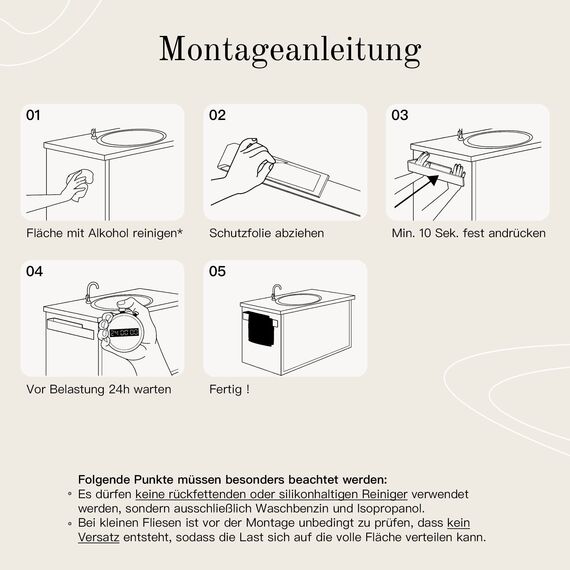 Designfabrik Hamburg Handtuchhalter ohne Bohren | Handtuchhalter Wand für Bad & Küche | Handtuchring | Wandhalter selbstklebend für Badezimmermöbel | Handtuchhalter Schwarz 40 cm | Modernes Design