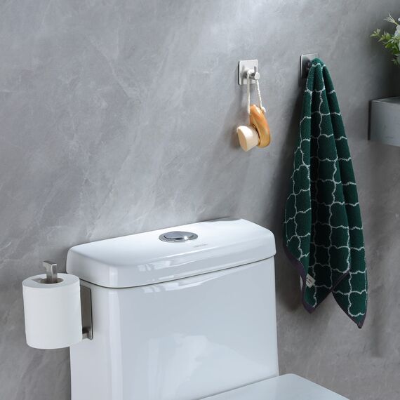 YIGII Toilettenpapierhalter Ohne Bohren Klopapierhalter Edelstahl Gebürstet Wc Rollenhalter Selbstklebend Klorollenhalter und 2 Stück Klebehaken für Bad und Küche