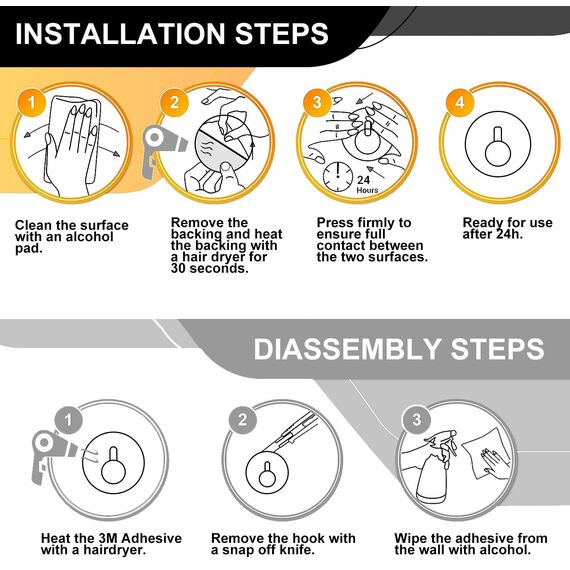 Klebehaken Extra Stark 4 Stück, Klebehaken Badezimmer Ohne Bohren Mit Klebepads Haken Selbstklebend Edelstahl SUS 304 Runde Haken Wasserdicht Handtuchhaken Haken Für Bad Toilette Küche (Schwarz)