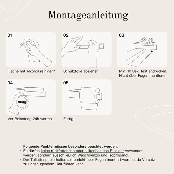 Designfabrik Hamburg Toilettenpapierhalter ohne Bohren | Klopapierhalter zum Kleben | Klorollenhalter Bad | WC Rollenhalter selbstklebend | Toilettenpapierhalter Weiß | Modernes Design