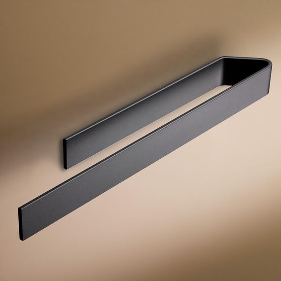 Designfabrik Hamburg Handtuchhalter ohne Bohren | Handtuchhalter Wand für Bad & Küche | Handtuchring | Wandhalter selbstklebend für Badezimmermöbel | Handtuchhalter Schwarz 40 cm | Modernes Design