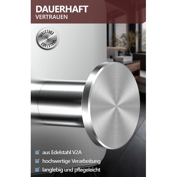 4smile Handtuchhalter ohne Bohren, Silber - 6 Stück Badezimmer Handtuchhalter, Klebehaken aus Edelstahl, moderne Haken für Bad, WC, Küche - Wasserfeste Haken selbstklebend, Handtuchhaken