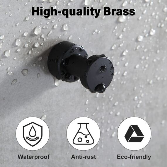 BGL Matt Schwarze Handtuchhaken - Set mit 5 Stück | Rostfreie Metall-Wandhaken für Bad & Küche | Selbstklebend oder zur Wandmontage