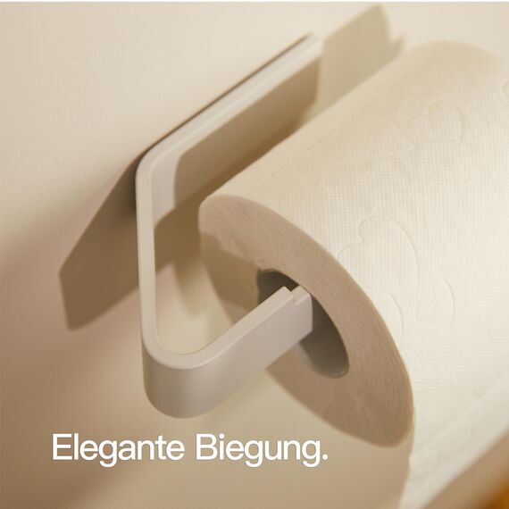 Designfabrik Hamburg Toilettenpapierhalter ohne Bohren | Klopapierhalter zum Kleben | Klorollenhalter Bad | WC Rollenhalter selbstklebend | Toilettenpapierhalter Weiß | Modernes Design
