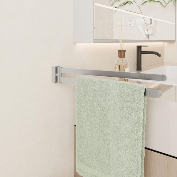 BGL Handtuchhalter Bürste Nickel, Edelstahl, Wandmontage, Handtuchhalter mit 2 Schwenkstangen