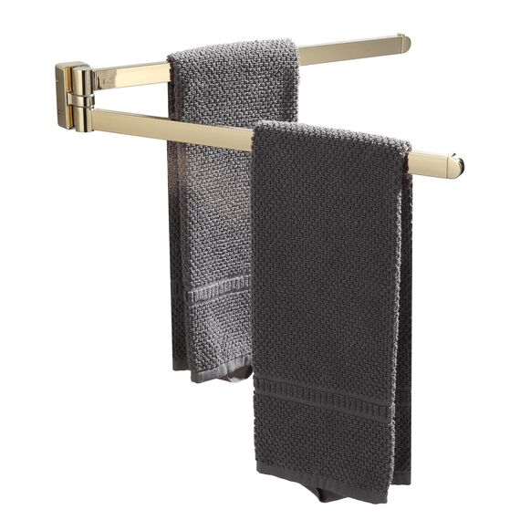 BGL Handtuchhalter Gold, Edelstahl, Wandmontage, Handtuchhalter mit 2 Schwenkstangen