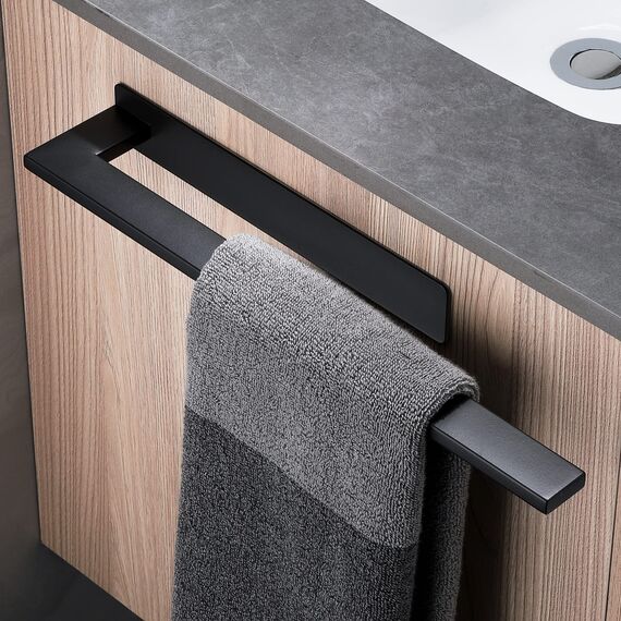 Dvocel Handtuchhalter ohne Bohren Edelstahl Handtuchhalter Schwarz Matt Einarmig Handtuchstange Selbstklebend Wandmontage für Badezimmer Toilette Küche