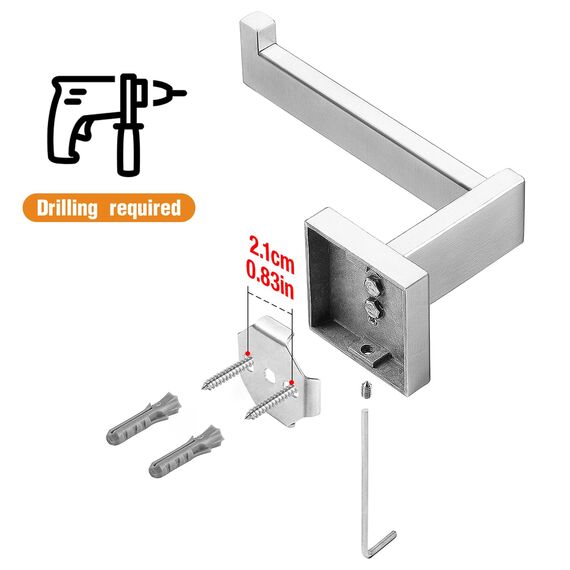 HITSLAM Silber Gebürstetes Nickel Toilettenpapierhalter mit Bohren Edelstahl 304 Klopapierhalte für Küche und Badzimmer Toilette Toilettenpapier Quadrat WC Papier Halterung Rostfrei Klopapierhalter