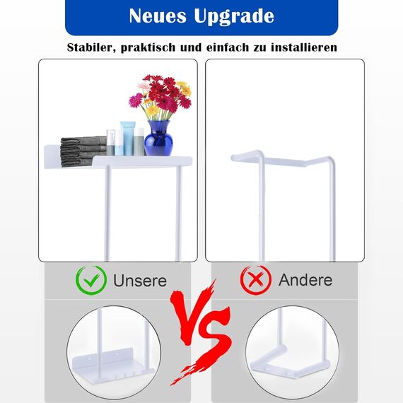 Asdsed Handtuchhalter Ohne Bohren - Ausziehbar Handtuchregal Wand Selbstklebend mit großem Stauraum Gästehandtuchhalter Badetuchhalter für Bad Küche, 38-75CM (Weiß)