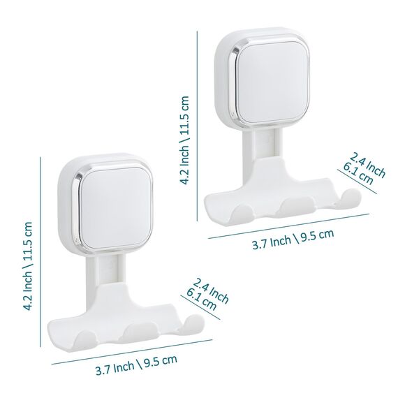 TAILI Saugnapf Rasierklingenhalter für Dusche 2 Pack Vakuum Saug Rasierhaken für Badezimmer, Handtuch, Rasierapparat Aufhänger für Dusche Wand Abnehmbar Wasserdicht Quadratisch Geformt, Weiß