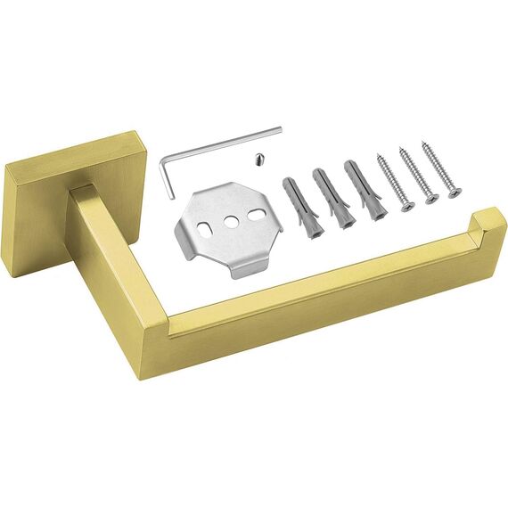 HITSLAM Gold Toilettenpapierhalter Messing Gebürstet mit Bohren Edelstahl 304 Klopapierhalte für Küche und Badzimmer Toilette Toilettenpapier Quadrat WC Papier Halterung Rostfrei Klopapierhalter