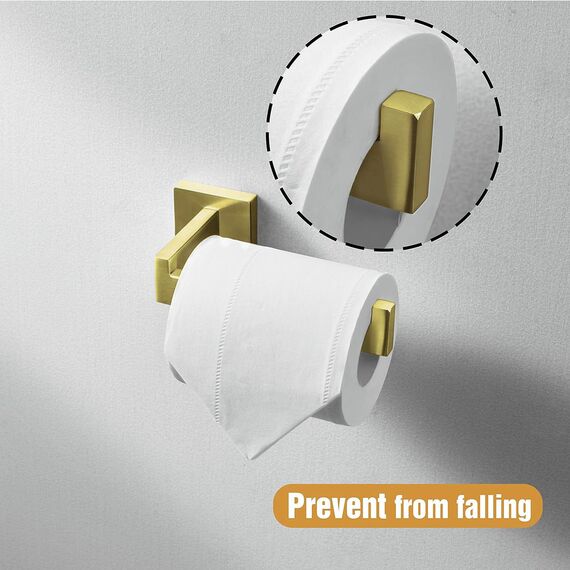 HITSLAM Gold Toilettenpapierhalter Messing Gebürstet mit Bohren Edelstahl 304 Klopapierhalte für Küche und Badzimmer Toilette Toilettenpapier Quadrat WC Papier Halterung Rostfrei Klopapierhalter
