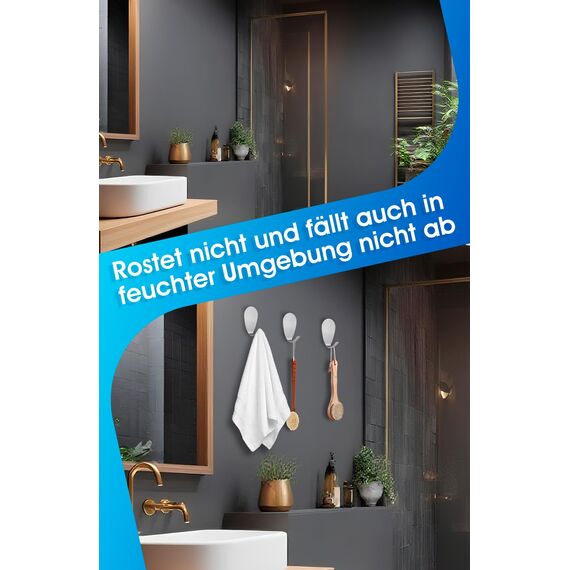 Handtuchhalter Ohne Bohren 10 Stk, 304 Edelstahl Haken Selbstklebend, Klebehaken Extra Stark Kann Großen Artikel hänge, Handtuchhaken für Bad, Küche, Deko, Klebehaken Wasserfeste & Langlebige