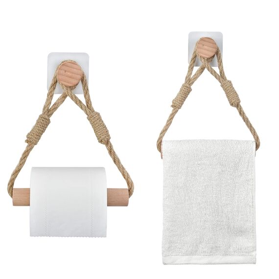 Toilettenpapierhalter ohne Bohren Klopapierhalter Klopapierrollenhalter Vintage Handtuchhalter WC Papier Halterung für WC Badezimmer Bad Vintage Dekoration Boho Deko Industrie Seil