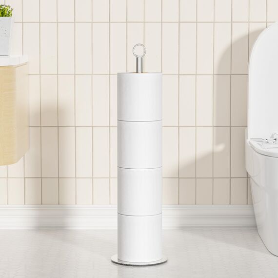Toilettenpapierhalter-Ständer, freistehender Toilettenpapierhalter mit Reservefunktion, Edelstahl-Klopapierhalterständer für Badezimmer, bietet Platz für 4–6 Rollen