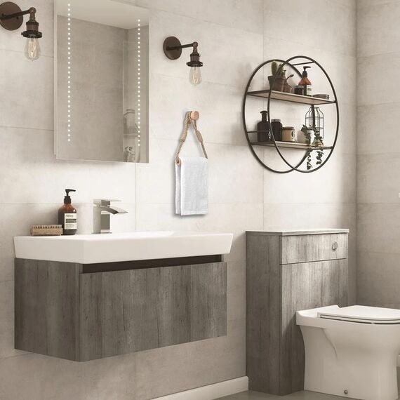 2er Set Toilettenpapierhalter ohne Bohren, Vintage Handtuchhalter aus Seil und Holz, Selbstklebende WC Papier Halterung, Industriestil Bad Dekoration, Boho Design, Geeignet für Badezimmer