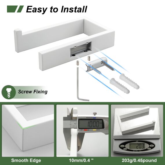 SAYAYO Toilettenpapierhalter Weiß Klopapierhalter Edelstahl Toilettenpapierhalter Bohren Toilet Paper Holder WC Rollenhalter 150 x 85mm für Badezimmer und Küchen