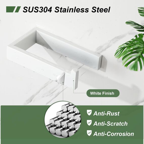 SAYAYO Toilettenpapierhalter Weiß Klopapierhalter Edelstahl Toilettenpapierhalter Bohren Toilet Paper Holder WC Rollenhalter 150 x 85mm für Badezimmer und Küchen