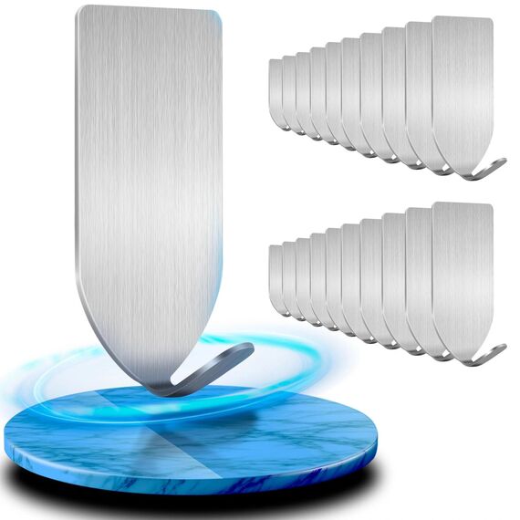 Handtuchhalter Ohne Bohren 20 Stk, 304 Edelstahl Haken Selbstklebend, Klebehaken Extra Stark Kann Großen Artikel hänge, Handtuchhaken für Bad, Küche, Deko, Klebehaken Wasserfeste & Langlebige