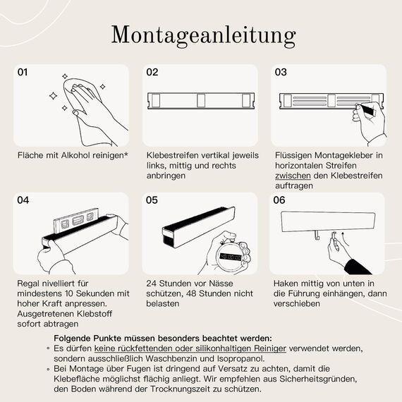 Designfabrik Hamburg Duschablage ohne Bohren | Badezimmer Organizer | Duschregal ohne Bohren | Badregal | Hängeregal | Wandregal | Duschkorb selbstklebend | Duschablage Schwarz 30 cm