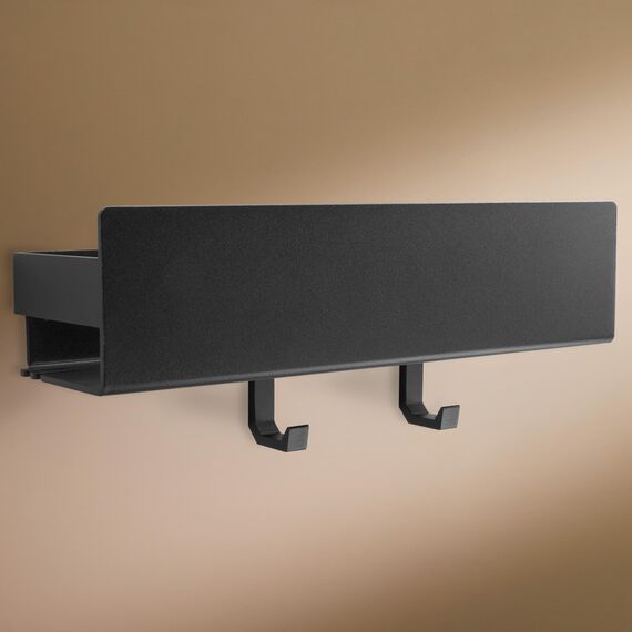 Designfabrik Hamburg Duschablage ohne Bohren | Badezimmer Organizer | Duschregal ohne Bohren | Badregal | Hängeregal | Wandregal | Duschkorb selbstklebend | Duschablage Schwarz 30 cm