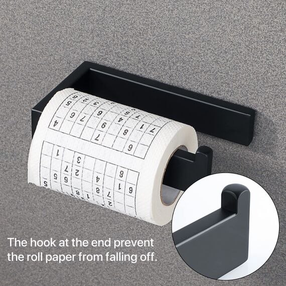 SAYAYO Toilettenpapierhalter Schwarz Klopapierhalter Edelstahl Toilettenpapierhalter Bohren Toilet Paper Holder WC Rollenhalter für Badezimmer und Küchen