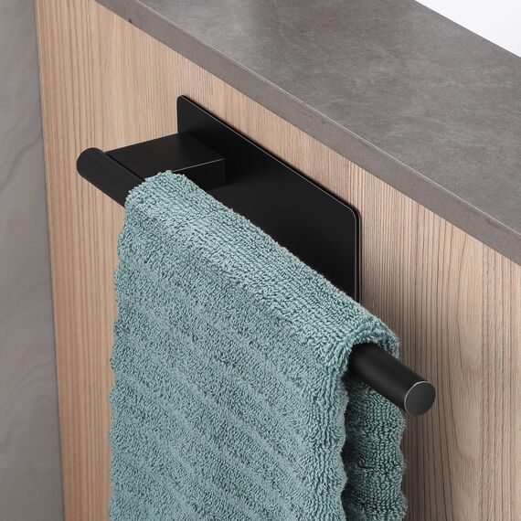 Dvocel Handtuchhalter ohne Bohren Selbstklebende Schwarz Matt 304 Edelstahl Handtuchhalter Bad Einarmig, Wandmontage für Badezimmer Küche