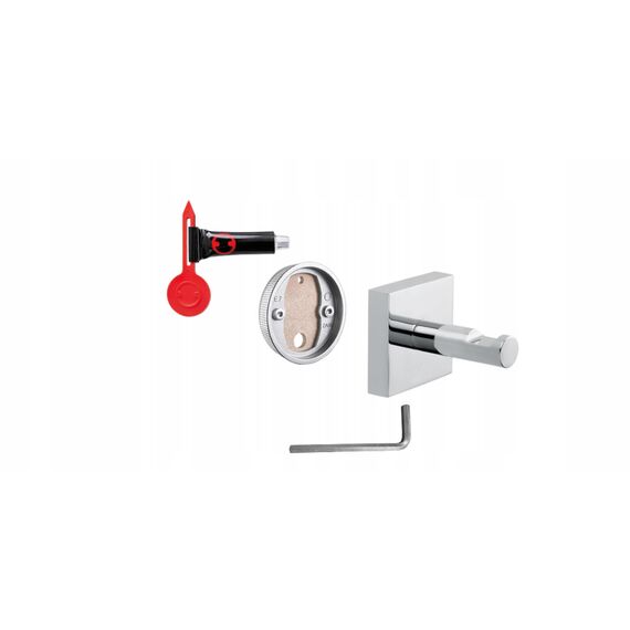 tesa MOON Handtuchhaken, verchromter Edelstahl - Bad-Haken zur Wandbefestigung ohne Bohren, inkl. Klebelösung - 60mm x 50mm x 55mm