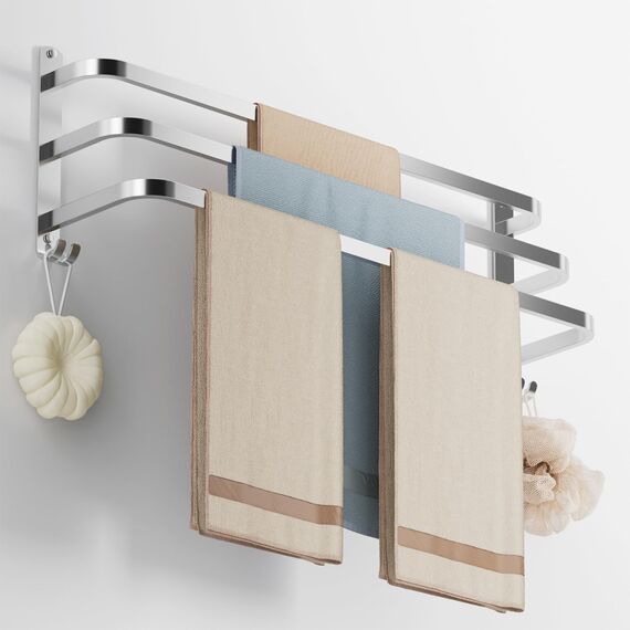 60CM Handtuchhalter Ohne Bohren, Handtuchhalter Silber, Handtuchhalter Bad, Handtuchhalter Wand Badezimmer Zubehör Set, Handtuchhalter Küche Handtuchstange Ohne Bohren
