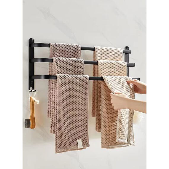 Ruhetfam 60CM Towel Bar Towel Rack Bathroom, Bathroom Accessories Set,60CM Handtuchhalter Ohne Bohren, Handtuchhalter Schwarz,