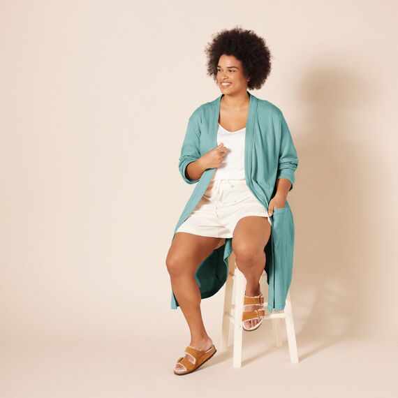 Amazon Essentials Damen Leichter Waffel-Bademantel, Mittellang (Erhältlich In Übergröße), Grünblau, 6XL Große Größen