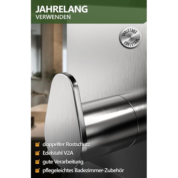 4smile Klebehaken oval - Handtuchhalter ohne Bohren - 6er Set Edelstahl