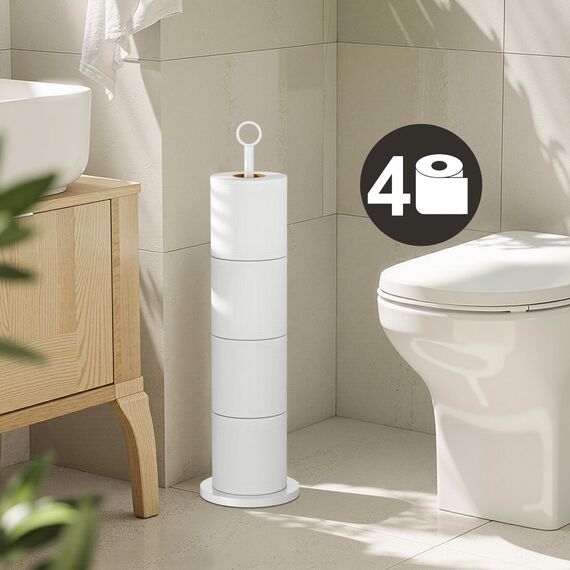 Toilettenpapierhalter Ständer (mit Reservefunktion), freistehender Toilettenpapierhalter, Edelstahl-Toilettenpapierhalter, Ständer für Badezimmer und WC, Ersatzrollen