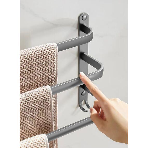 80CM Handtuchhalter Ohne Bohren, Handtuchhalter Grau, Handtuchhalter Bad, Handtuchhalter Wand Badezimmer Zubehör Set, Handtuchhalter Küche Handtuchstange Ohne Bohren
